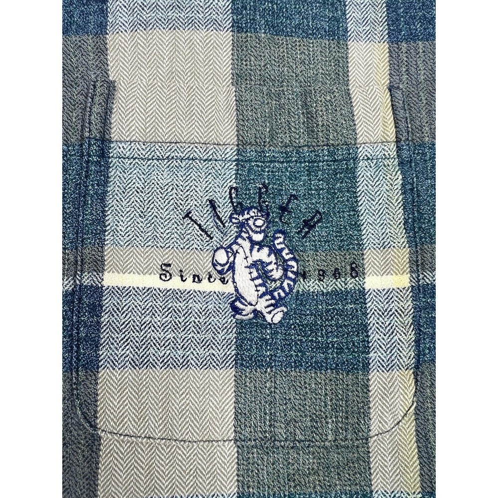 The Disney Store Tigger Shirt Mens Large Blue Plaid Button Up Embroidered Pooh - Picture 4 of 9